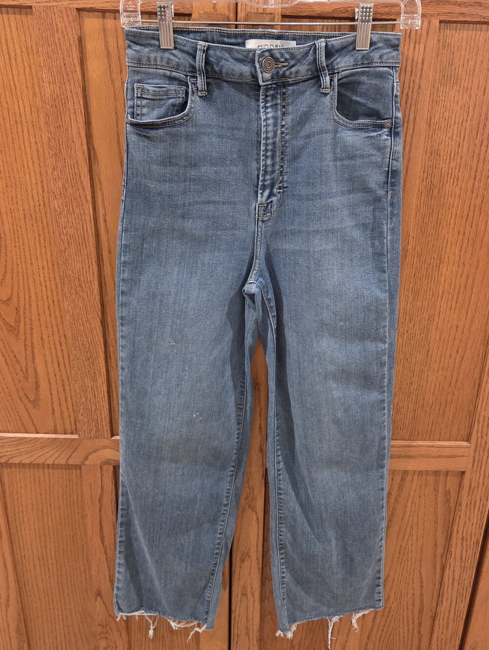 Hidden Taylor High Rise Straight Leg Jeans 28 Medium Wash Raw Hem